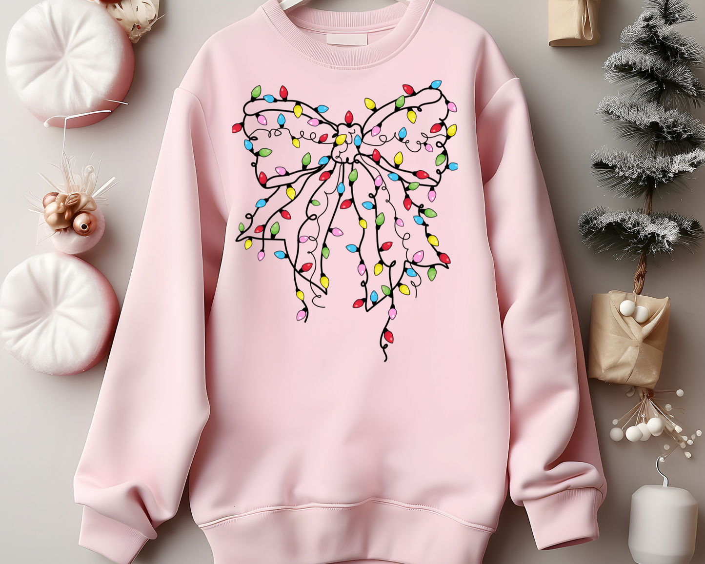 Christmas Light Bow Sweatshirt – Christmas Vibes Gift