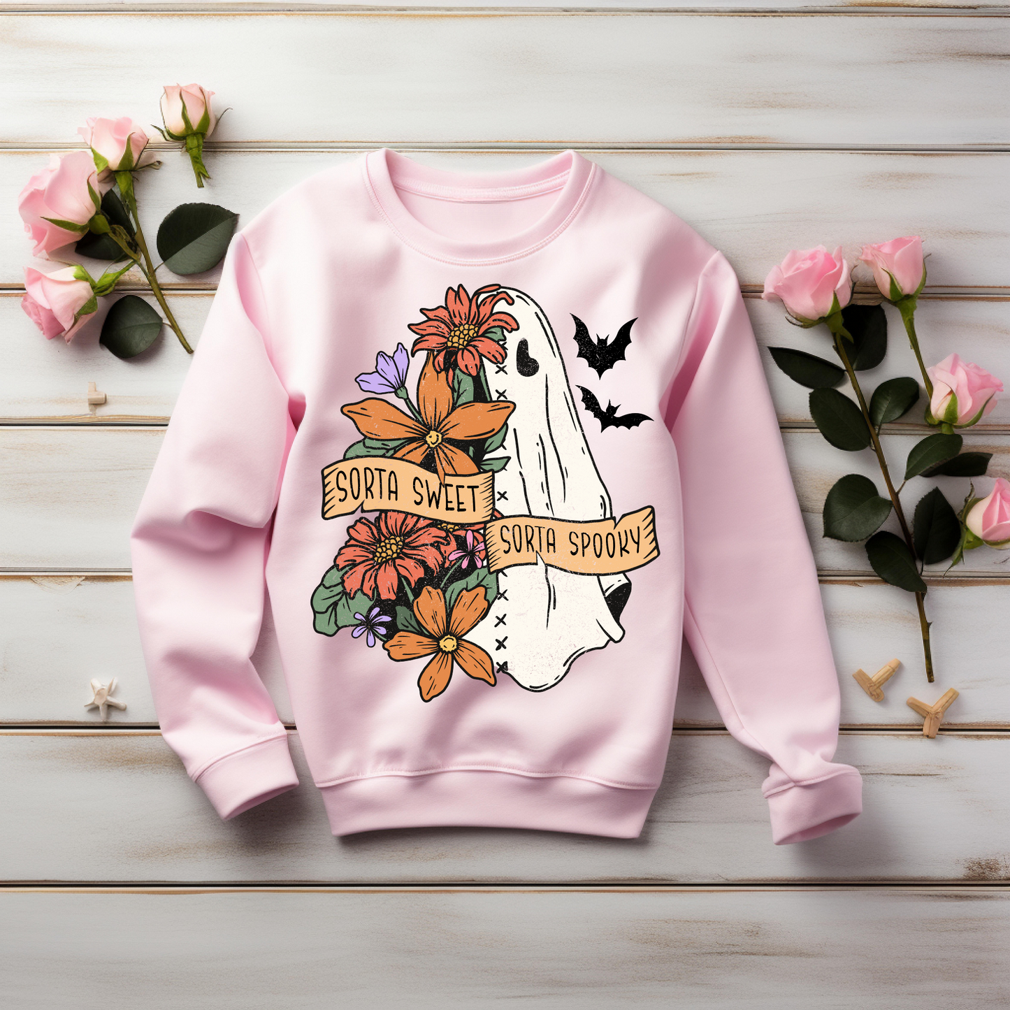 Coquette Bow Sweatshirt - Sorta Sweet Sorta Spooky Halloween Top