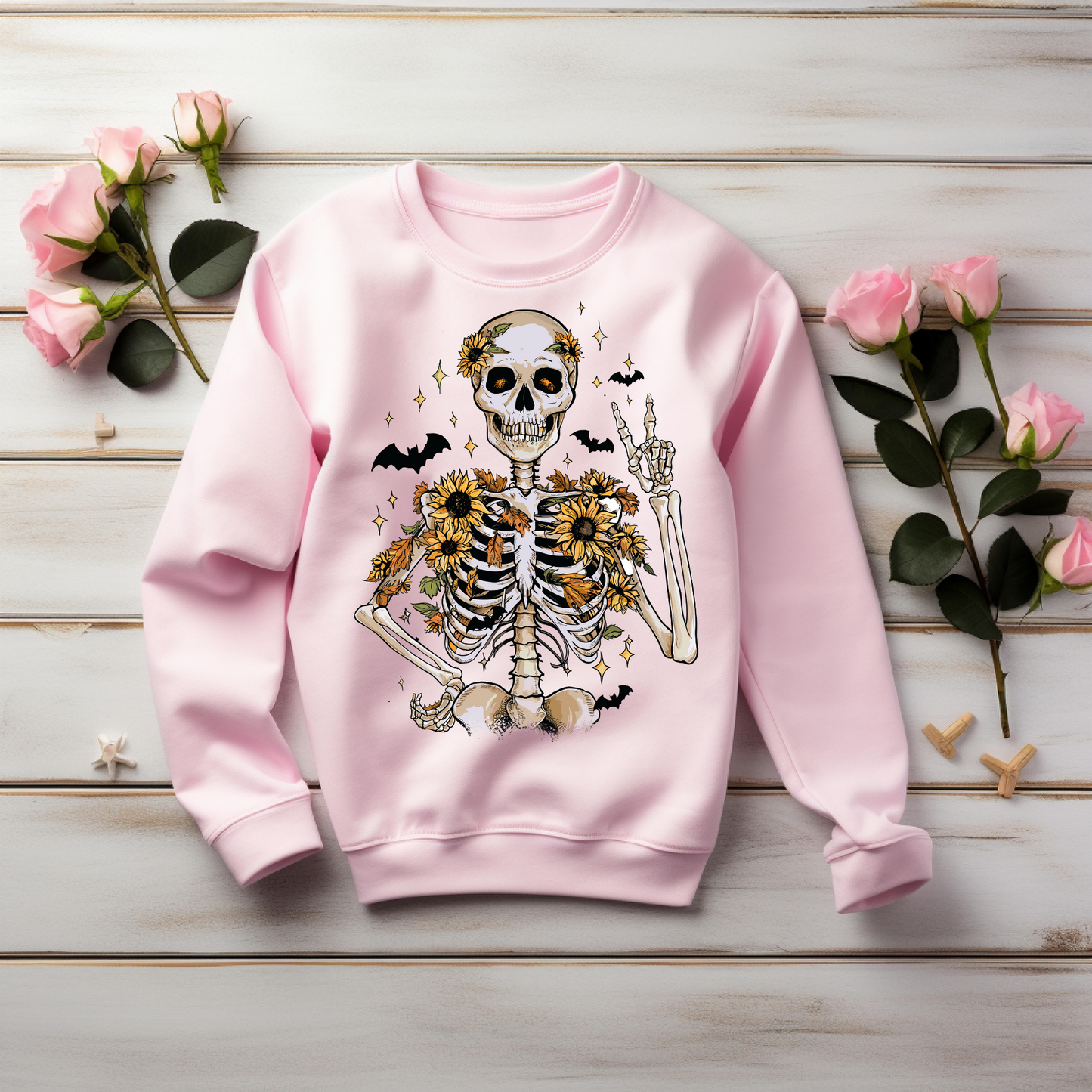 Skeleton Halloween Sweatshirt - Cozy Autumn Halloween Vibes Gift - Spooky Season Graphic Sweatshirt - Halloween Party Outfit