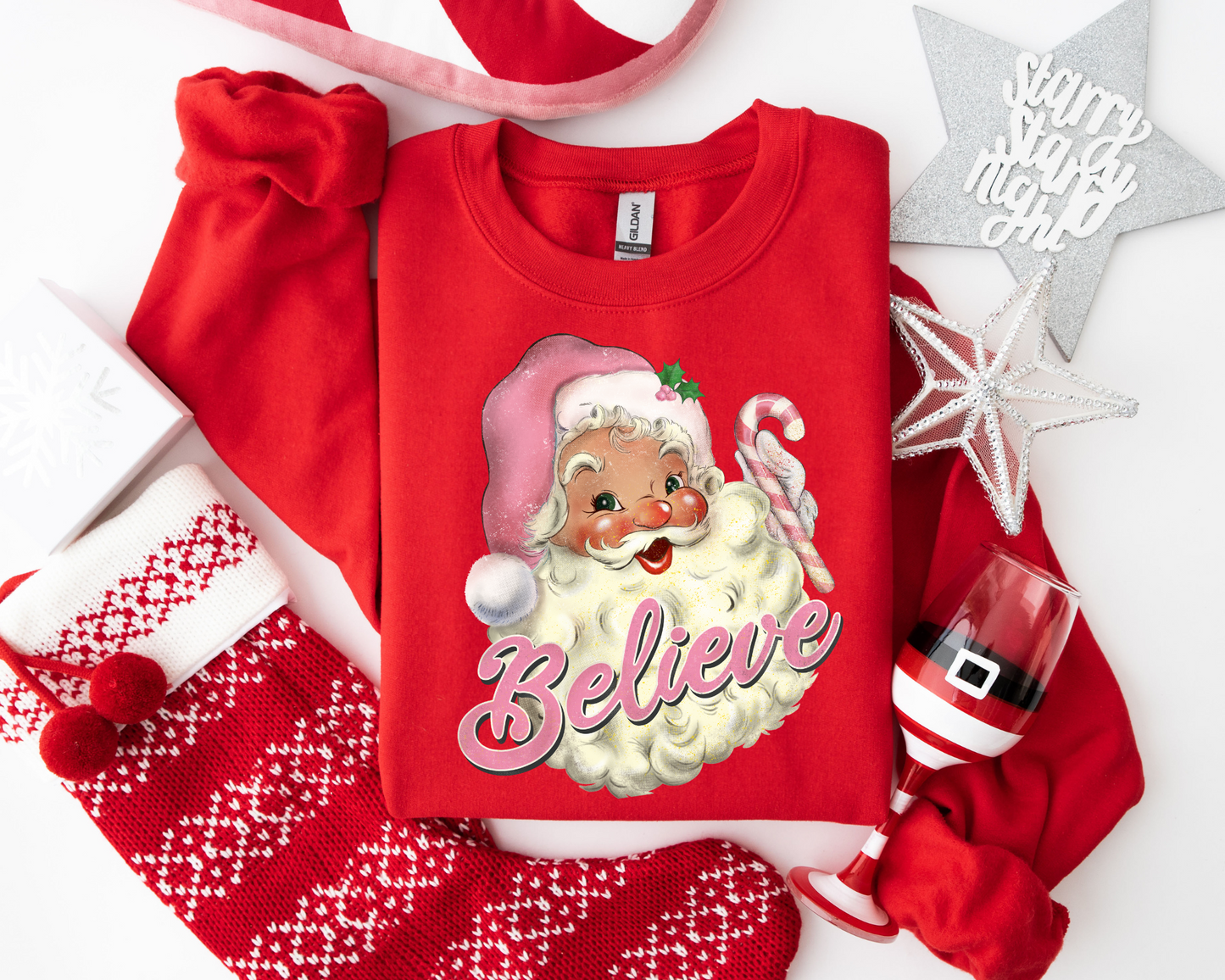 Pink Santa Retro Christmas Sweatshirt – Perfect Holiday Gift for Christmas