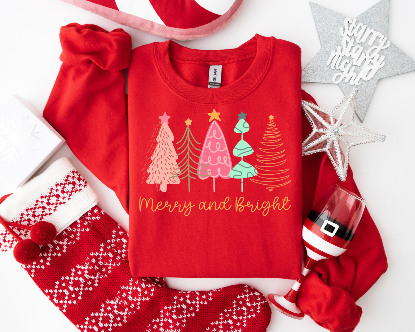 Merry And Bright Sweatshirt – Christmas Vibes Gift