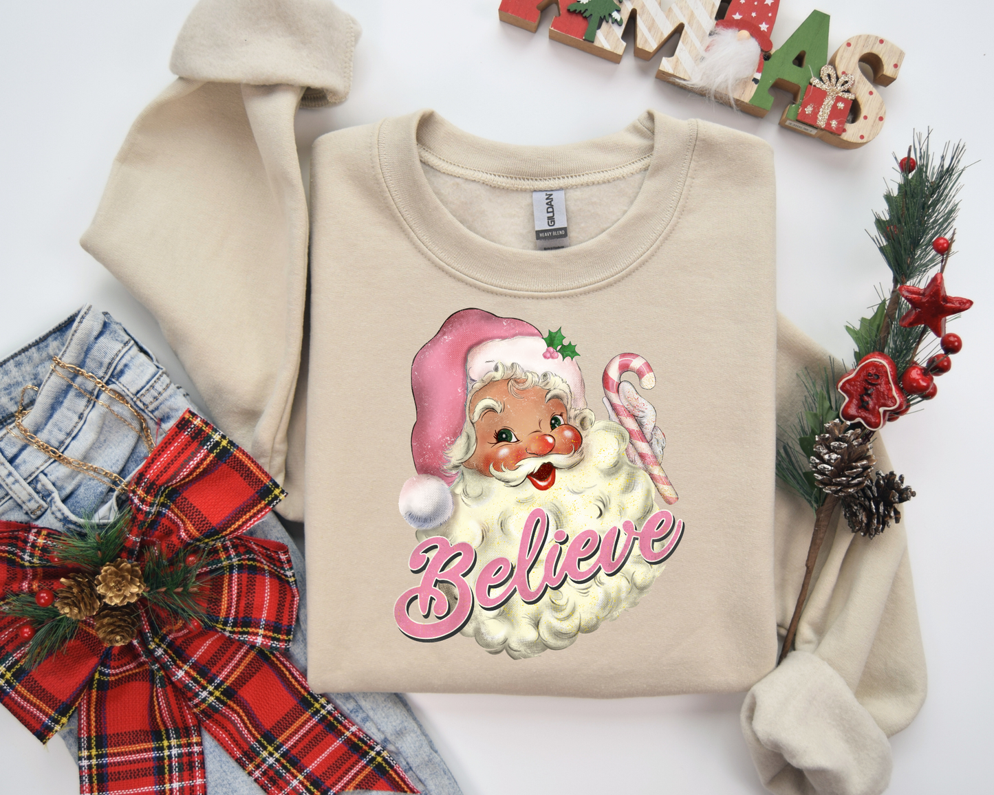 Pink Santa Retro Christmas Sweatshirt – Perfect Holiday Gift for Christmas