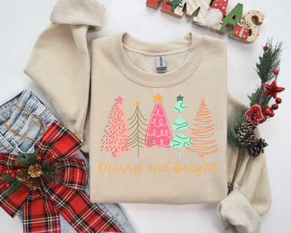 Merry And Bright Sweatshirt – Christmas Vibes Gift