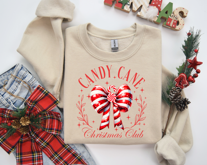 Candy Cane Bow, Christmas Coquette Bow Sweatshirt – Christmas Vibes Gift