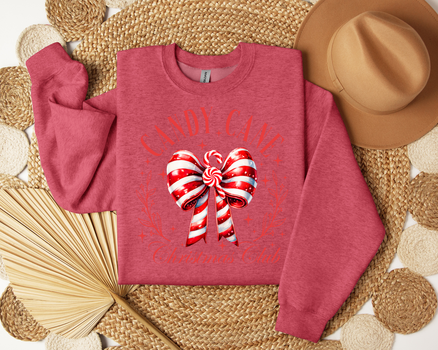 Candy Cane Bow, Christmas Coquette Bow Sweatshirt – Christmas Vibes Gift