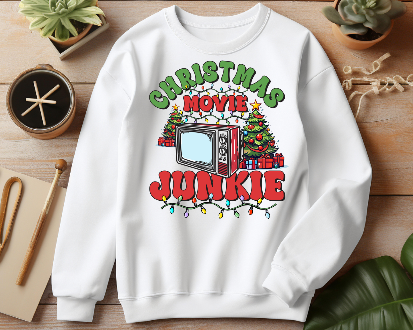 Christmas Movie Junkie Sweatshirt – Christmas Vibes Gift