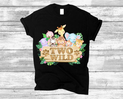 Two Wild Safari 2nd Birthday Shirt, Personalized Jungle Second Birthday T-Shirt