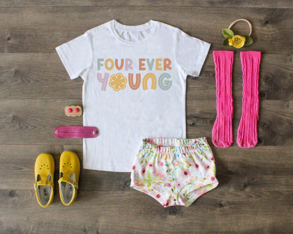 Four ever young Birthday Shirt, Four Birthday Shirt, 4th Birthday Shirt