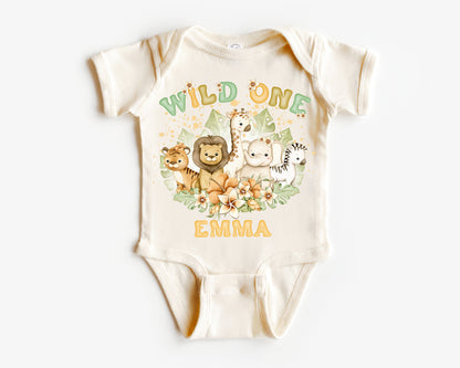 Wild One Named Safari Birthday Shirt