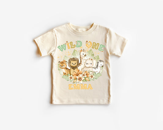 Wild One Named Safari Birthday Shirt