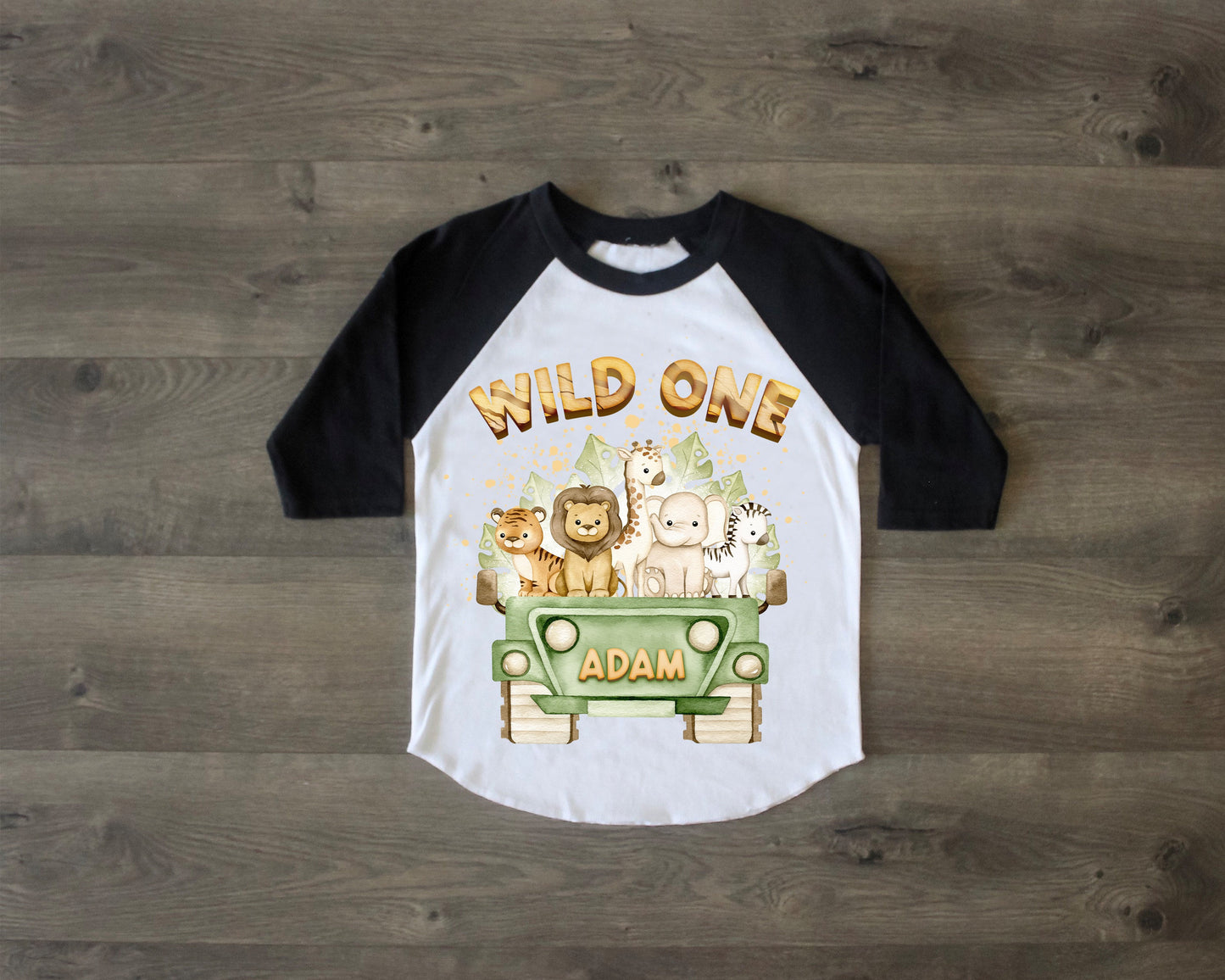 Wild One Safari, Custom Named Birthday Shirt, Safari Birthday Theme, Birthday Boy Retro Safari T-shirt