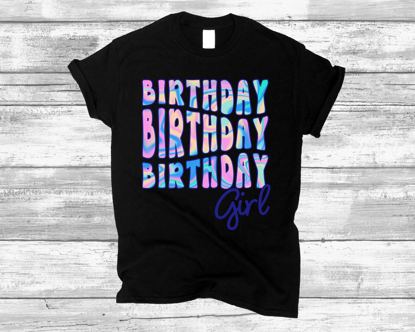 Birthday Girl Shirt, Rainbow Retro Birthday Girl T Shirt