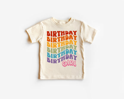 Birthday Girl Shirt, Rainbow Retro Birthday Girl Top