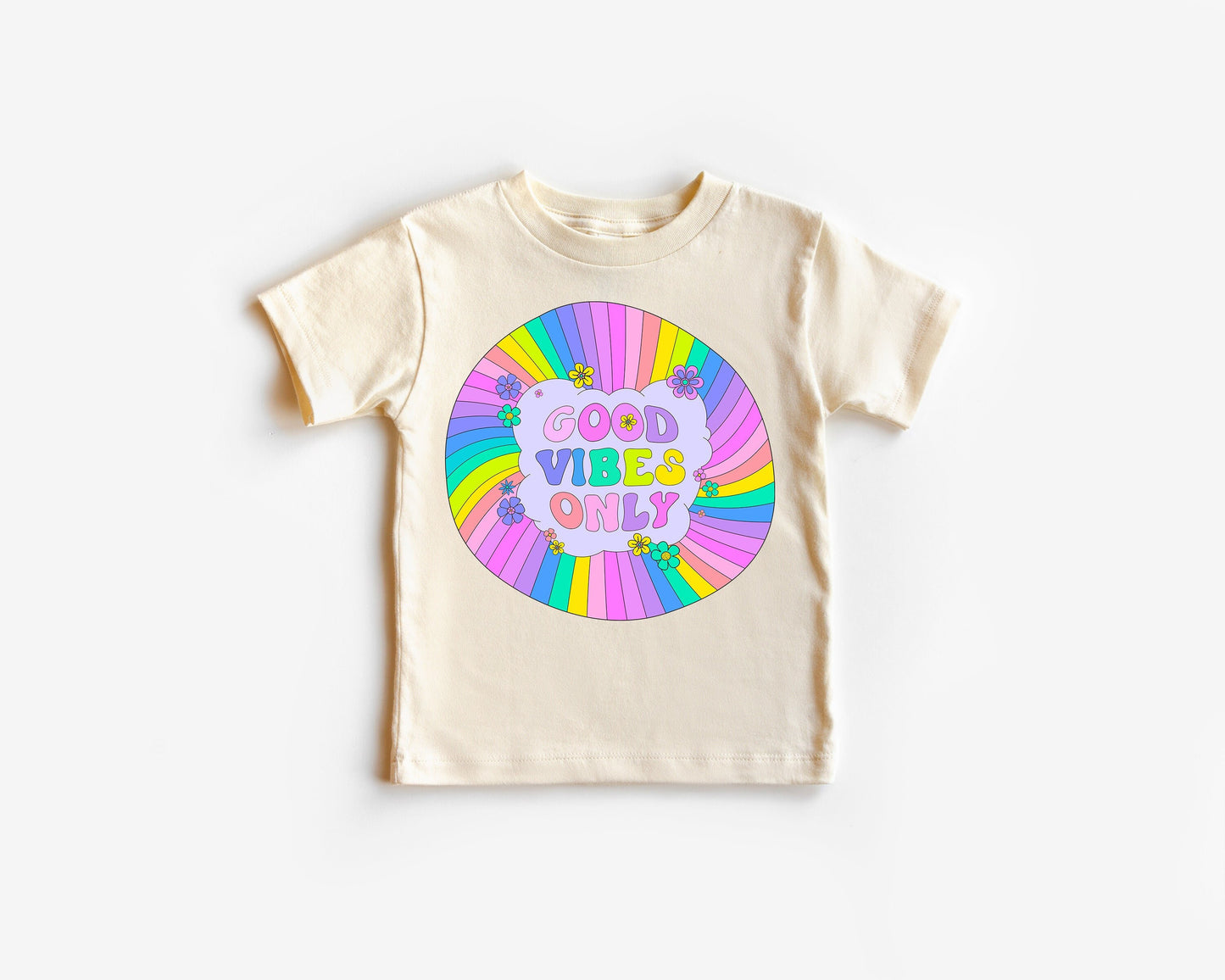 Good Vibes Only" Retro Multicolor Everyday Comfort T-Shirt