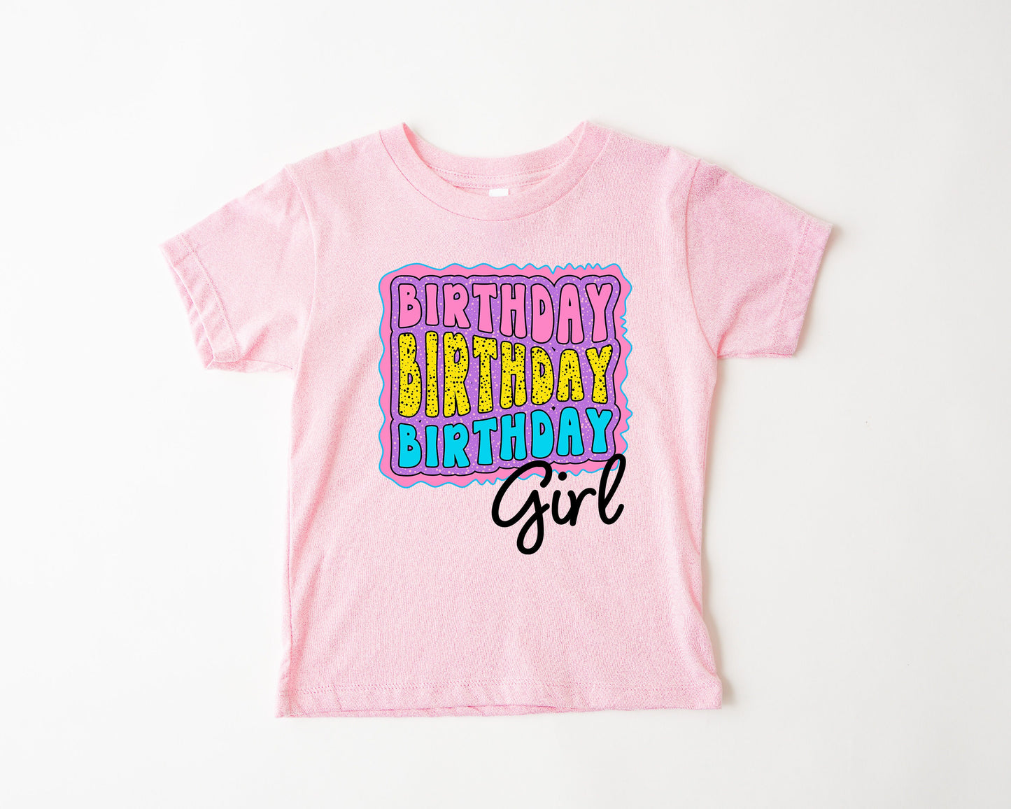 Birthday Girl Shirt, Rainbow Retro Birthday Girl T Shirt, Wave Letters Birthday Girl Shirt