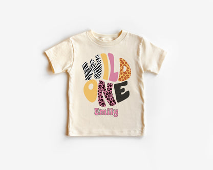 Wild One Safari Birthday Pink Shirt Designed by The Happy Mail Place