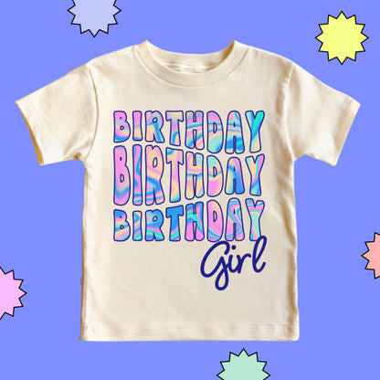 Birthday Girl Shirt, Rainbow Retro Birthday Girl T Shirt