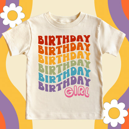 Birthday Girl Shirt, Rainbow Retro Birthday Girl Top