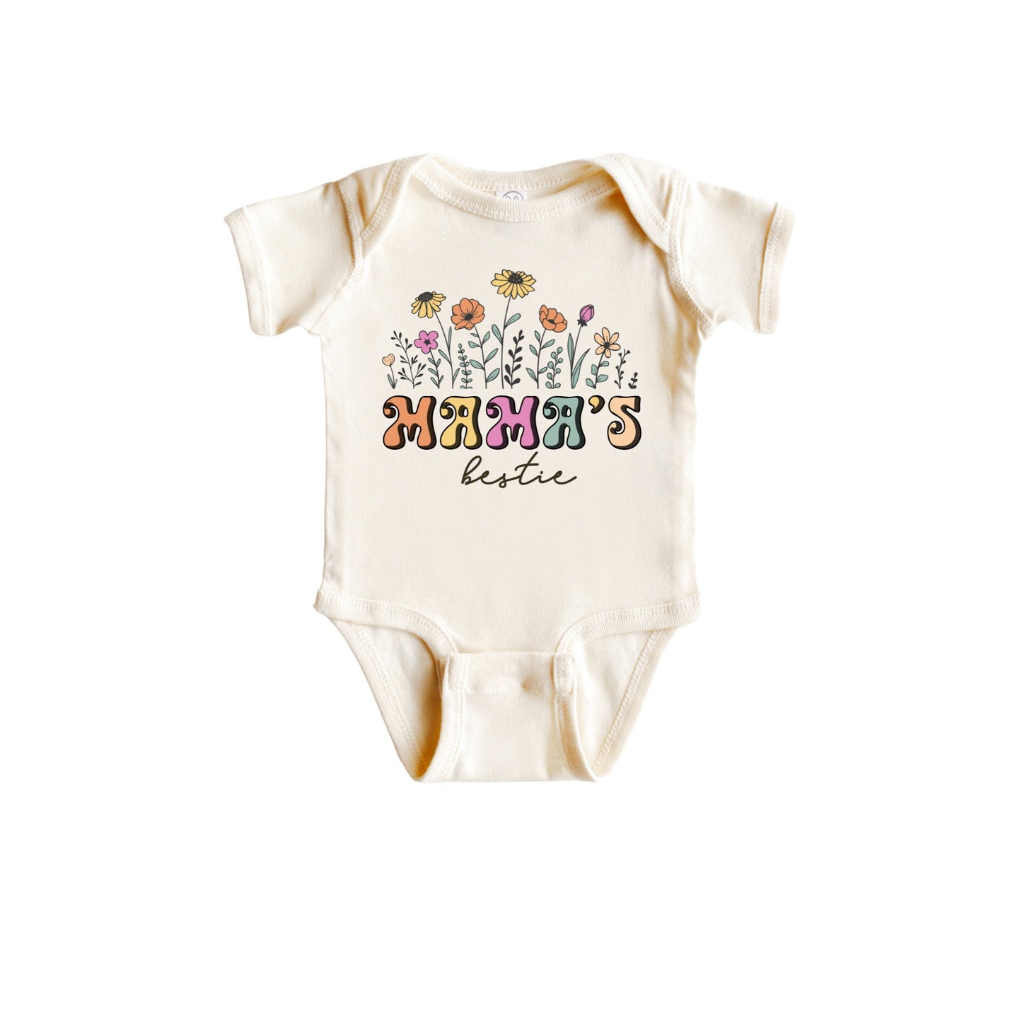 Mama and mama's bestie set, mommy and me outfit, retro flower mom t-shirt mommy's bestie Onesie®