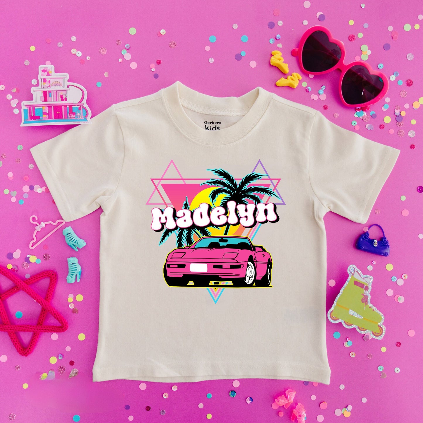 Personalized Named Girl Shirt, Any Name T Shirt, Retro Car Babe Girl T Shirt, Custom Name Gift