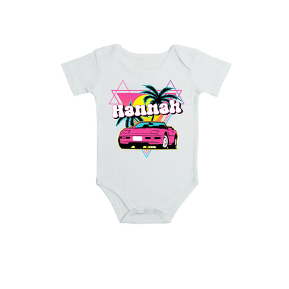 Personalized Named Girl Shirt, Any Name T Shirt, Retro Car Babe Girl T Shirt, Custom Name Gift