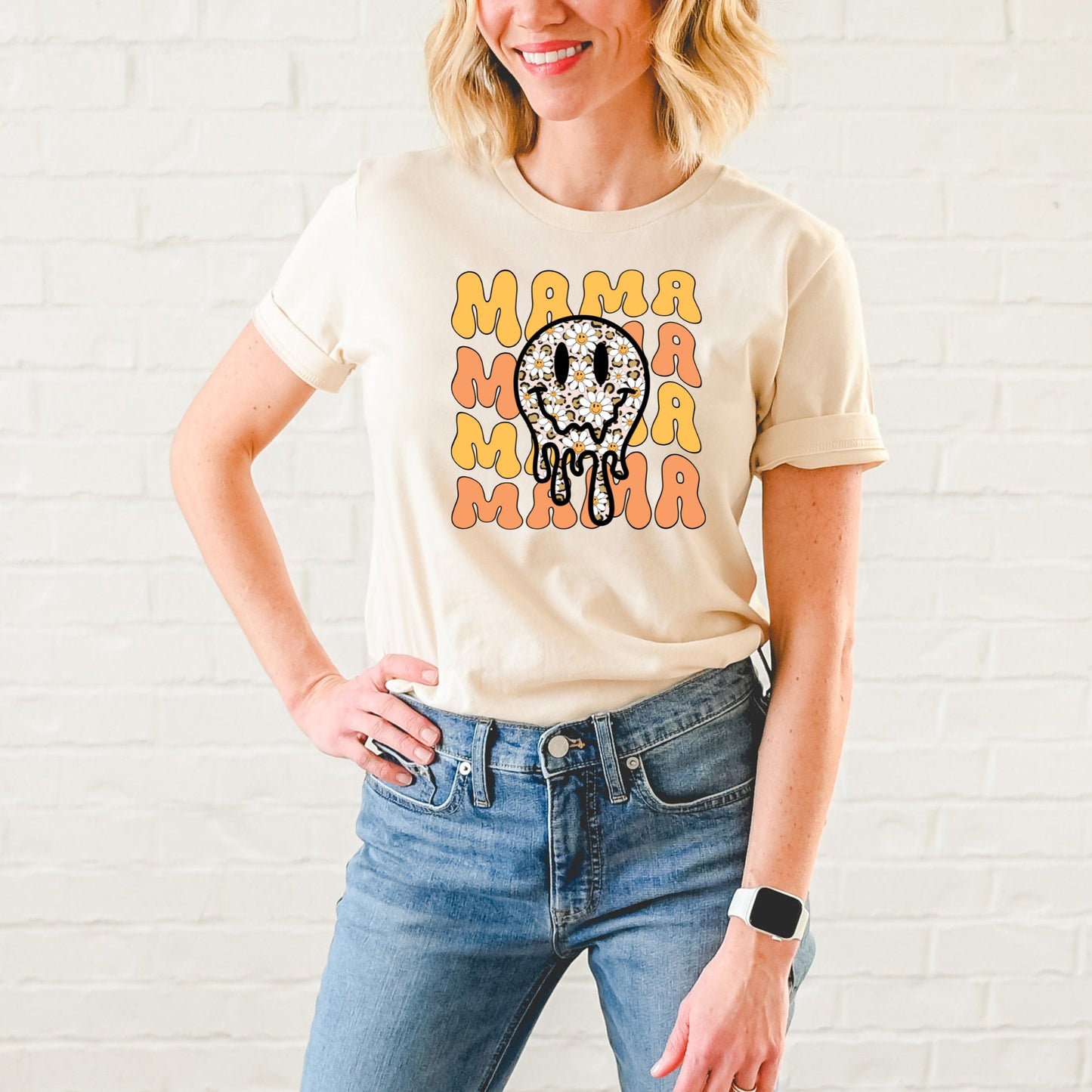 Smiley Face Mama Shirt, Mother's Day Gift T-Shirt