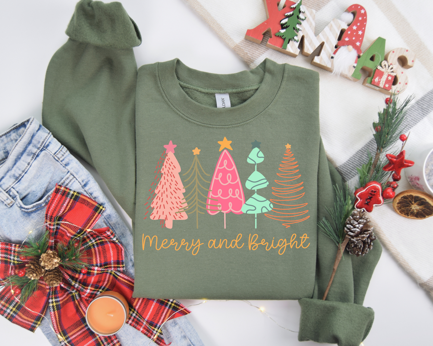 Merry And Bright Sweatshirt – Christmas Vibes Gift