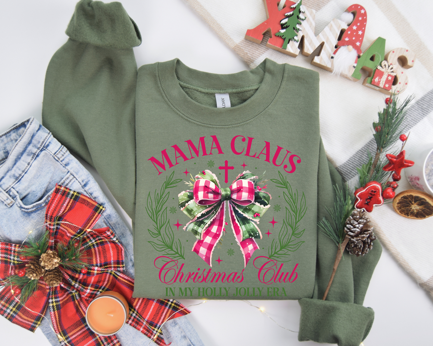 Mama Claus Christmas Club In My Holly Jolly Era Sweatshirt – Christmas Vibes Gift