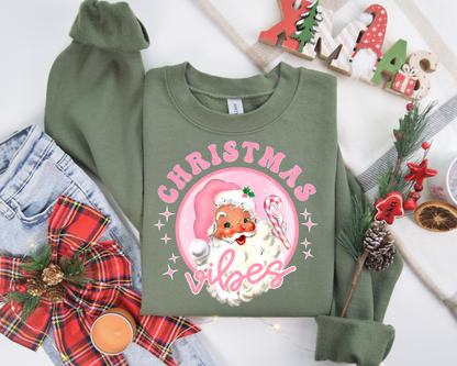 Christmas Vibes Santa Retro Christmas Sweatshirt – Perfect Holiday Gift for Christmas