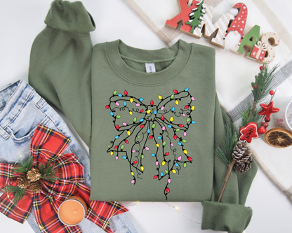 Christmas Light Bow Sweatshirt – Christmas Vibes Gift