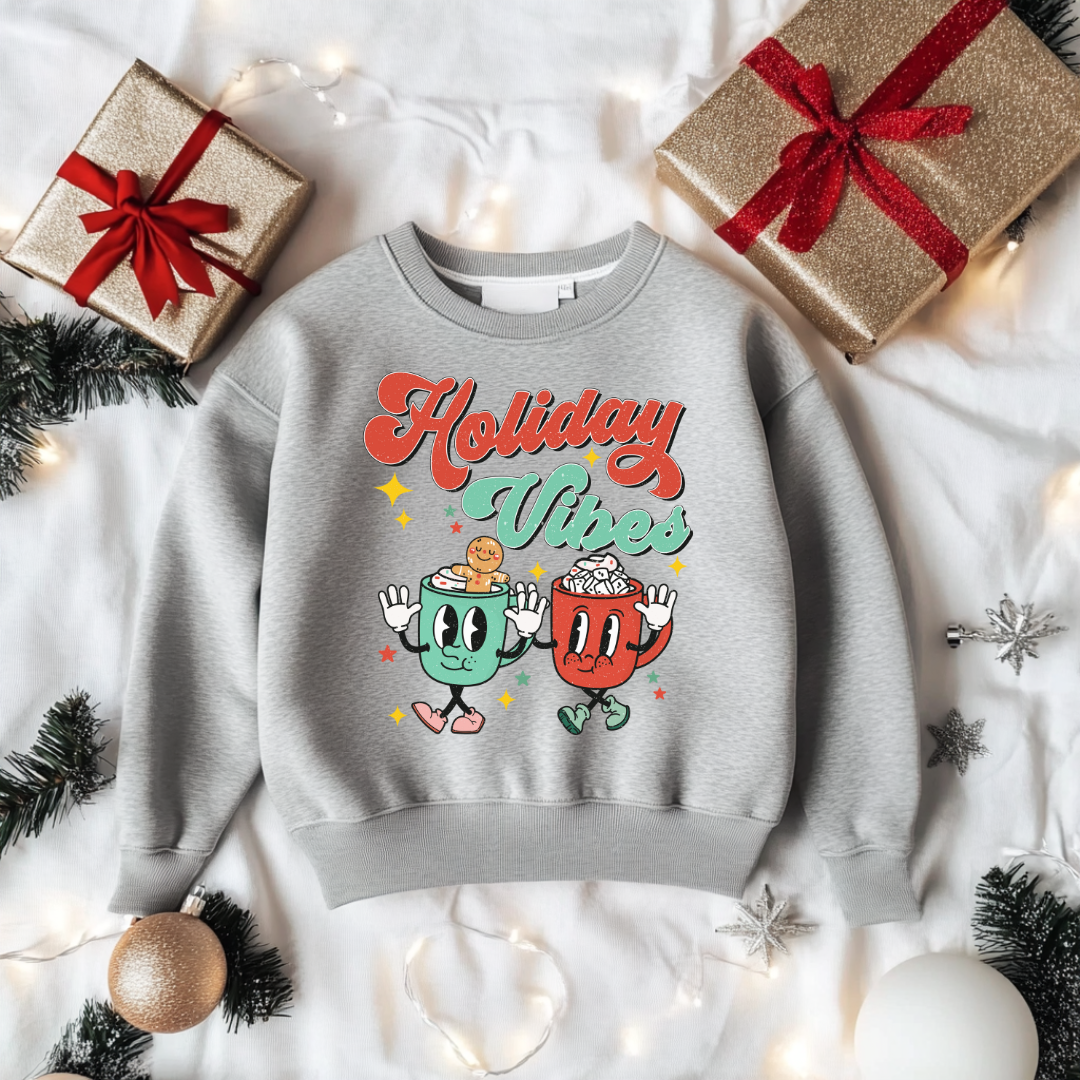 Holiday Vibes Christmas Sweatshirt Toddler