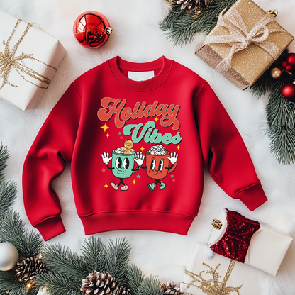 Holiday Vibes Christmas Sweatshirt Toddler