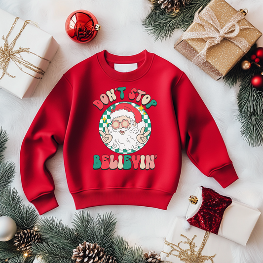 Don't Stop Believing Christmas Sweatshirt Toddler